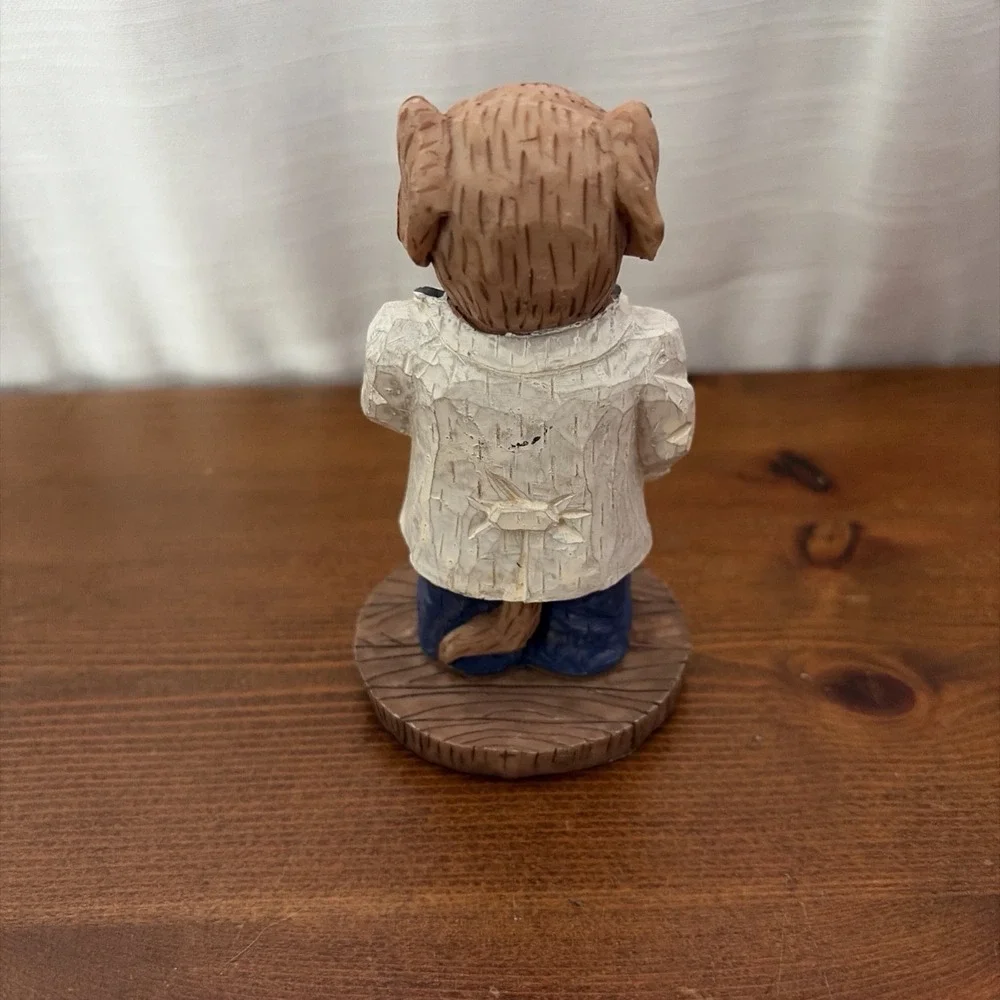 Vintage Resin Dog Figurine Wearing Doctor's Uniforme White Coat Doggy